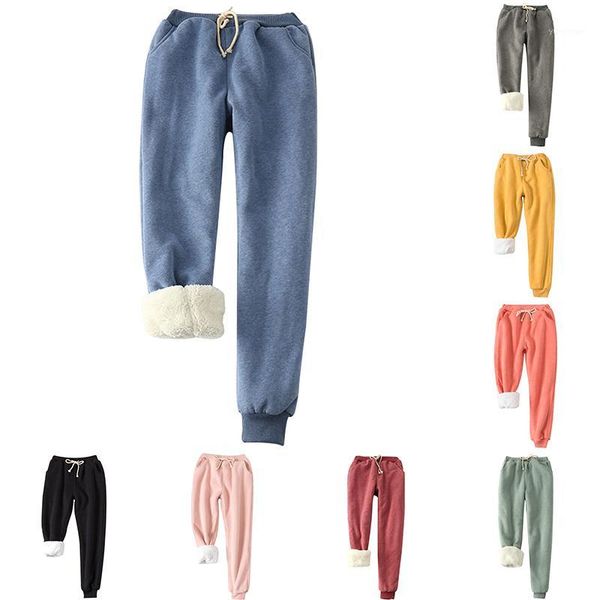 

women winter imitation cashmere harem pants thickened fleece lined warm casual trousers ks-shipping1, Black;white