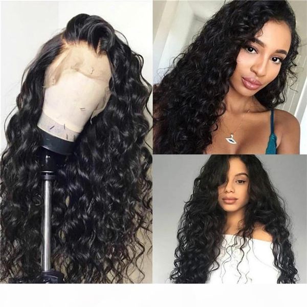 

wholesale 100% virgin brazilian human hair lace front wigs with water wave human hair lace wig, Black;brown