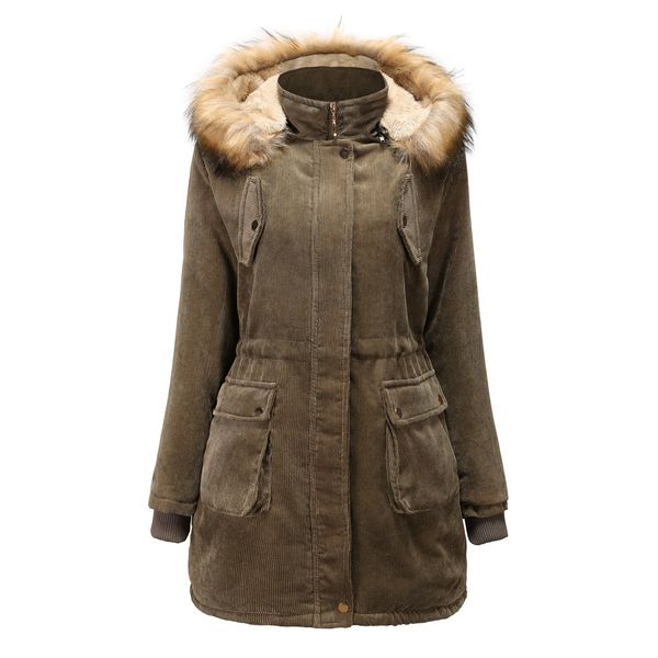 

the 2021 new corduroy sweater, lady in velvet winter coat thick warm coat. 5olt, Black
