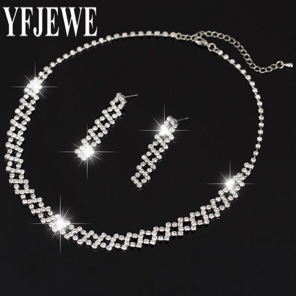 

2021 women new fashion jewelry sets nechlace and wedding bridal sliver plated earrings silver plated rhinestone for party n201