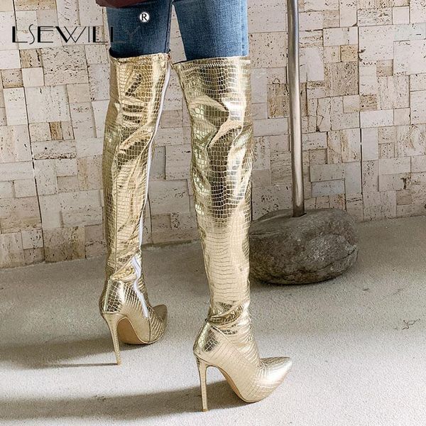 

lsewilly 2020 new arrivals plus size 48 thin heels over the knee boots woman pointed toe zipper fashion boots female1, Black