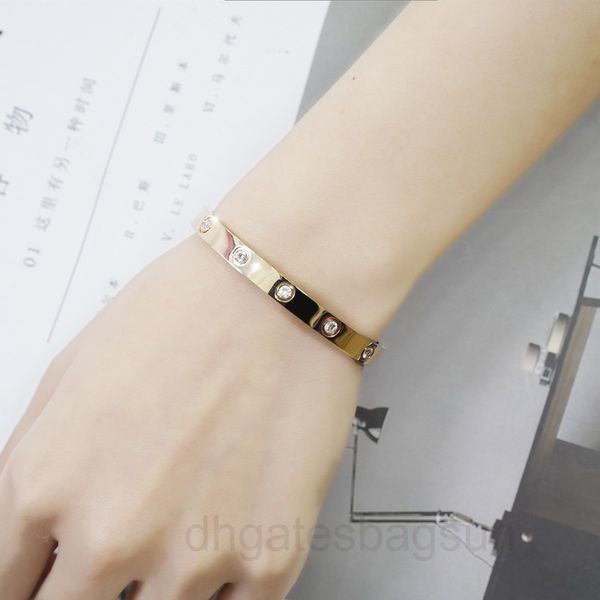 

ka jia 6mm diamond inlaid bracelet titanium steel fadeless jewelry full net red rose gold bracelet, Black