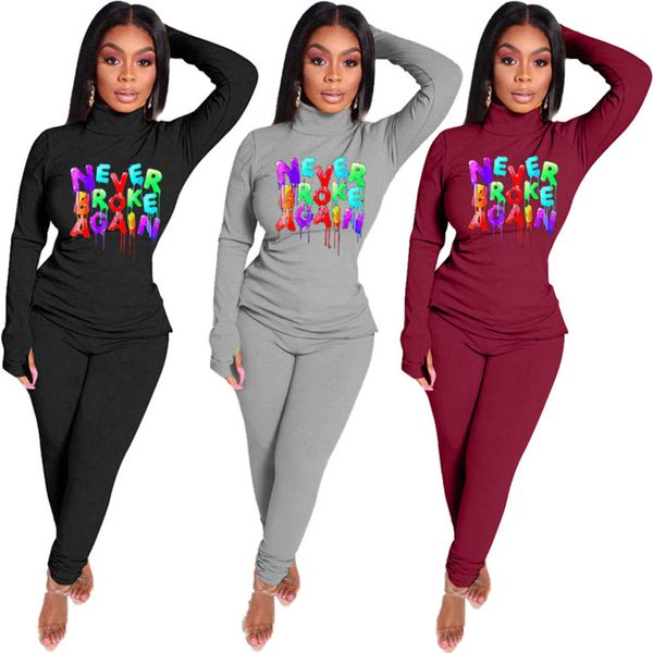 

women tracksuit designer t-shirt legging pants outfits never broken again letters trouser suit two piece clothing sets g11404, White