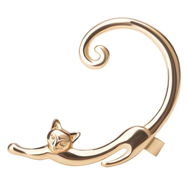 

1 pc fashion stereo cat earrings ear hooks girls trendy jewelry metal ear stud for women(01 gold 0184), Silver