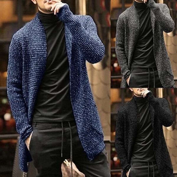 

latest blue winter warm mens cardigan long sweater casual knit sweaters for men fashion solid color autumn outerwear coat 1, White;black