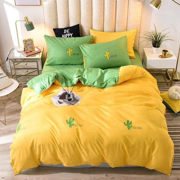 

bedding set  size green leaf bed linen sets double bed cover sheet pillowcase bedclothes single set1