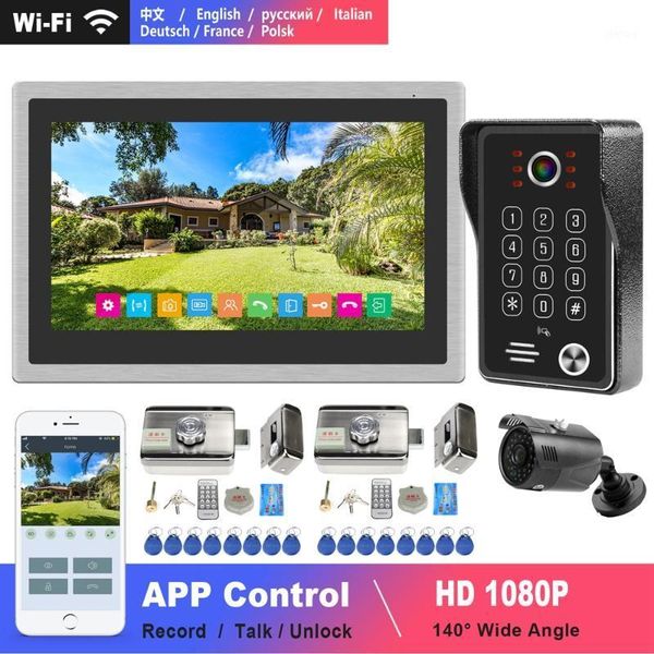 

wifi intercom ip video intercom for home10 inch touch screen 1080p doorbell camera electric lock home access control system kits1