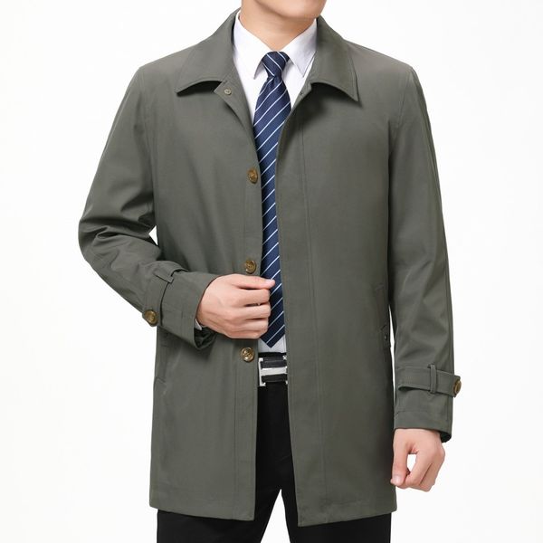 

casual jacket men's spring and autumn wear new middle-aged and elderly 2020 men's business jacket men's lapel trench coat, Black;brown