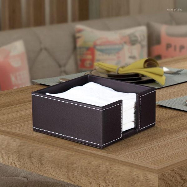

3 color leather square cocktail napkin holder tissue box paper serviette dispenser bar caddy for dining table l office home1