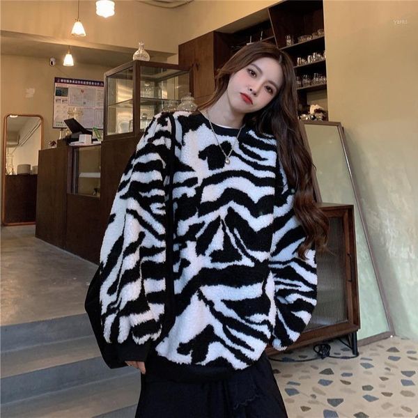 

plush coat 2020 new winter plush thickened warm sweater for women women fashion streetwear1, Black