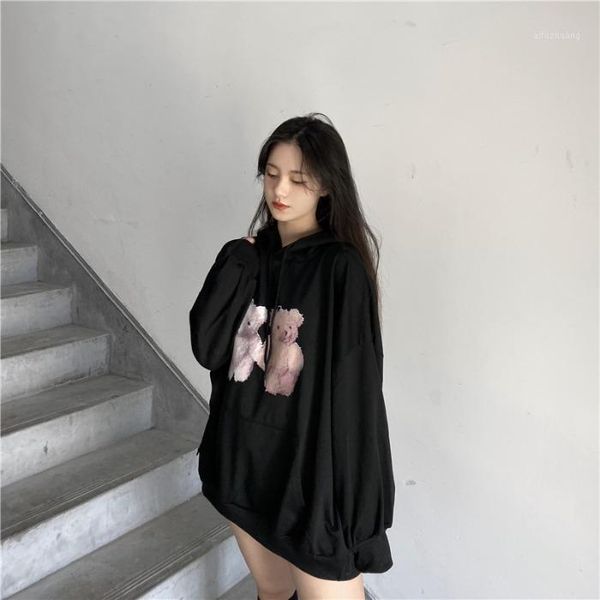 

fashion brand sweatshirts long sleeve pullovers and hoodies preppy style autumn new hooded cartoon women's clothing ladies1, Black