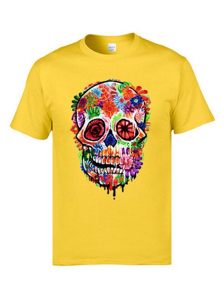 

personalized print skull day of the dead flower skull crewneck 100% cotton fabric mens novelty male hoodie designers t shirts sweatshirt