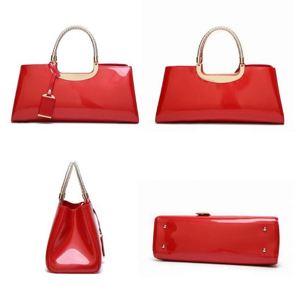 

thinkthendo fashion patent leather structured shoulder handbag women evening party satchel crossbody handle bags luxury bags