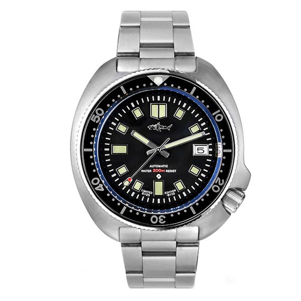 

heimdallr men's dive watch sapphire crystal 44mm black dial luminous japan nh35a automatic movement mechanical men wrist watches, Slivery;brown