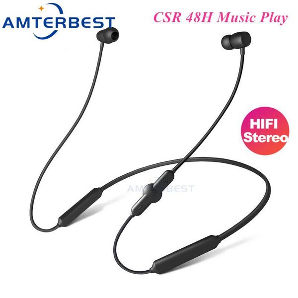 

amterq5 csr wireless bluetooth sports earphone ipx5 waterproof wireless headphone with microphone 48h music headset