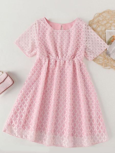 

girls keyhole back lace dress she, Red;yellow