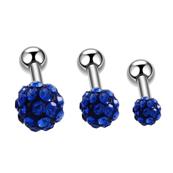 

3pcs/lot stainless steel helix piercing barbell women crystal zircon ear cartilage bar tragus helix stud earrings body jewelry q jlllzu, Silver