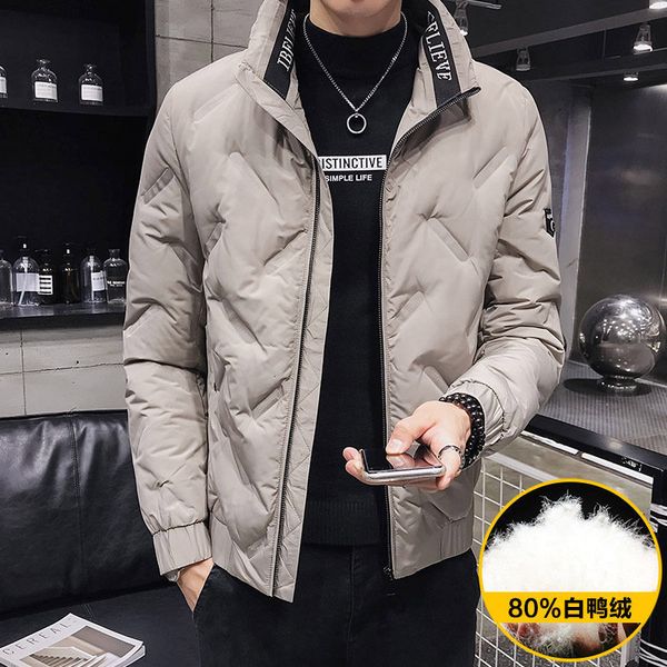 

80% white duck new large collar down men's warm jacket, Black;brown