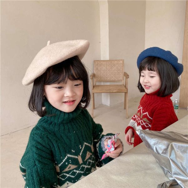 

winter girls' new thickened kids' korean tgg2020 turtleneck jif2, Blue