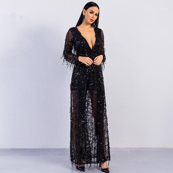 

js1332j-2020 long sleeve high-end dress elegant party solid color long skirt1, Black;gray