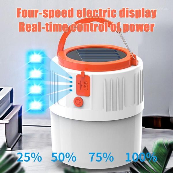 

portable lanterns led solar camping light spotlight emergency tent lamp remote control phone charge outdoor for hiking fishing#1