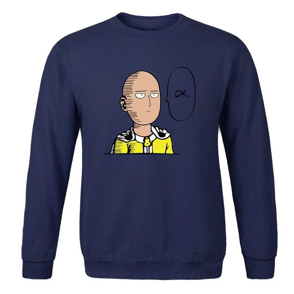 

2020 mens crew neck streetwear trend hoodies men spring autumn casual pullovers sweatshirts japan anime one punch clothing, Black