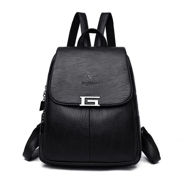 

new 2 style women leather backpacks female vintage backpack for girls school bag travel bagpack 2019 ladies sac a dos back pack bbybrv