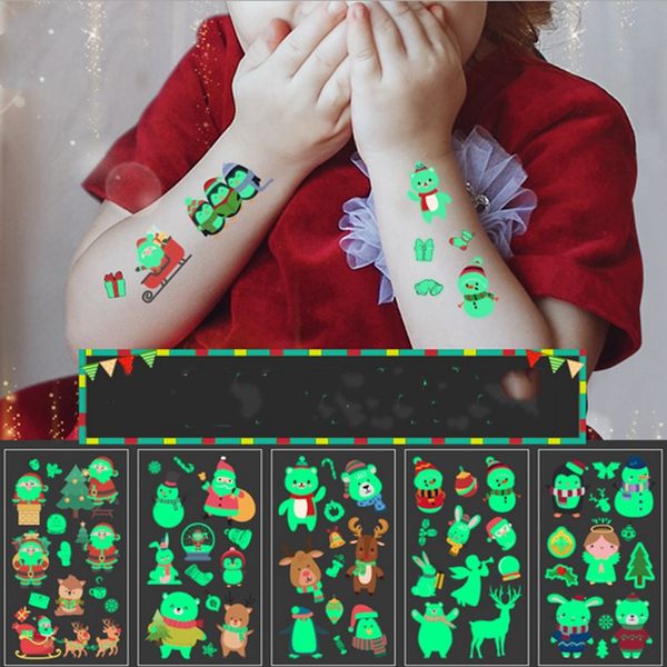 

christmas tattoo sticker body art fluorescent luminous waterproof temporary tattoo sticker halloween decal kids tattoo party props e92703