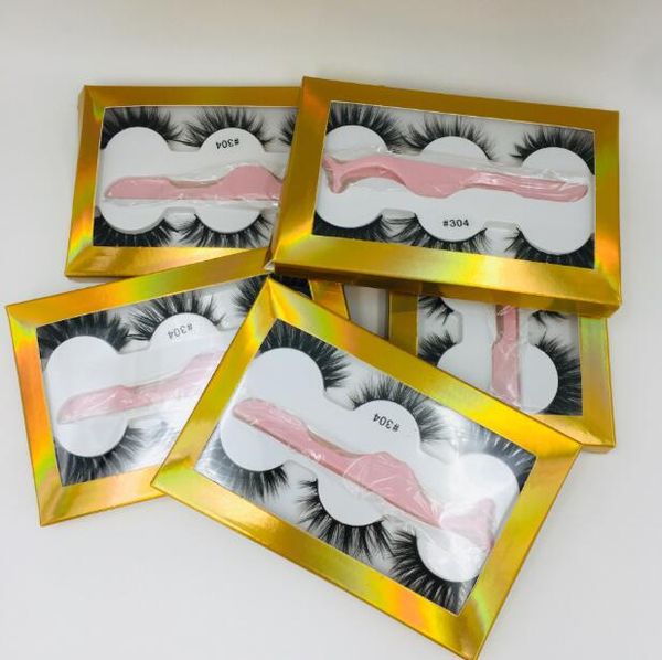 

selling false eyelash 3d mink lashes 3 pair lashes thick faux 3d real mink eyelashes with tweezers in box 6styles