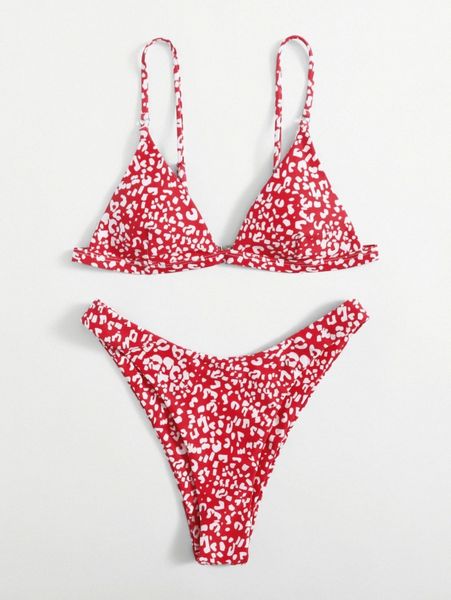 

leopard triangle bikini swimsuit h7t4#, White;black