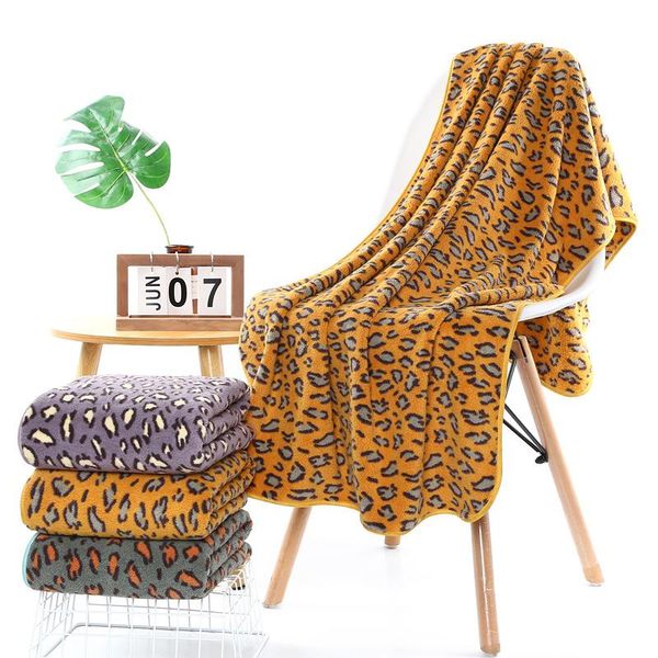 

2020 bath towel leopard coral fleece bath towel terry beach soft absorbent quick-drying, microfiber