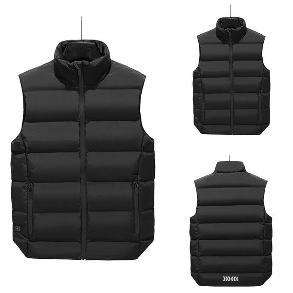 

men usb charging soft heating pad winter warm outdoor sports lightweight camping washable riding heated vest hiking cotton blend, Gray;blue