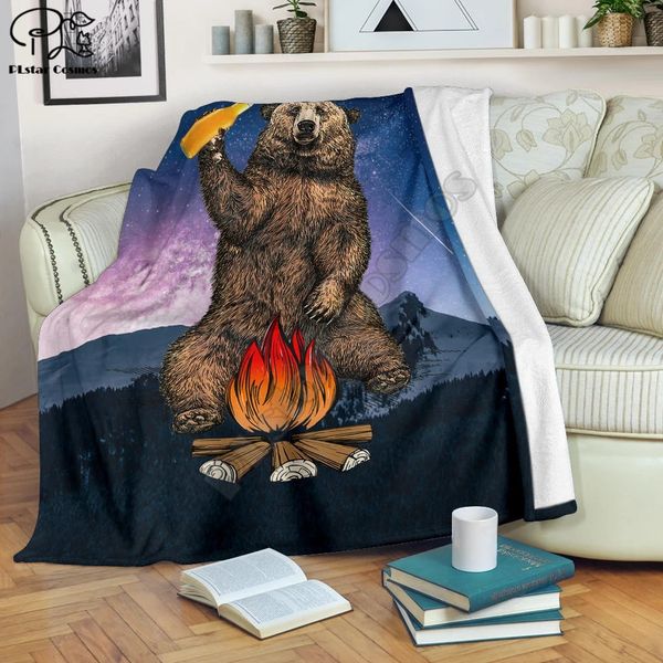 

bear beer bottle camping fleece blanket 3d full printed wearable blanket adults/kids fleece blanket drop shippng style-1
