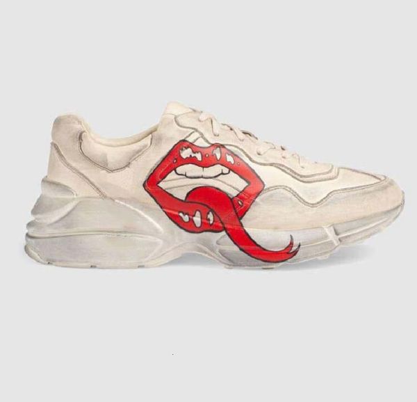 

new leather sneaker men with strawberry wave mouth tiger web print vintage trainer man women casual shoes hm011 gu1