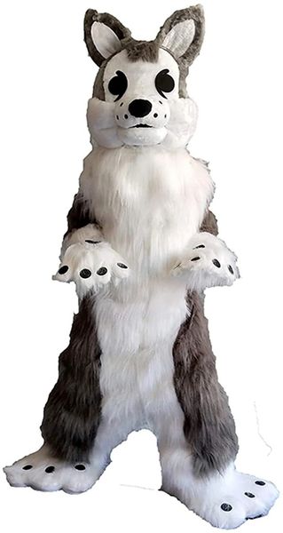 Halloween Husky Dog Wolf Mascot Costumes Christmas Fancy Party Dress Personaggio dei cartoni animati Outfit Suit Adulti Taglia Carnevale Pasqua Abbigliamento a tema pubblicitario