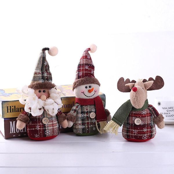 

christmas party home bar decoration party toys christmas ornaments plush toy santa claus elk snowman cute mini desk toy dh0356