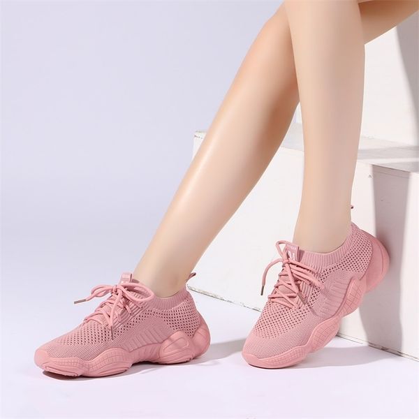 

women's sneakers mesh breathable pink ladies shoes lace-up lightweight women platform shoes zapatillas mujer size 35-40 802w y200109, Black