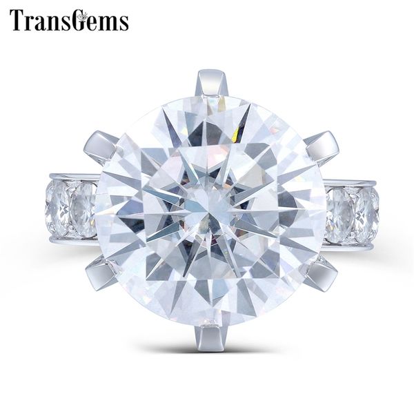 

transgems 10 carat lab grown moissanite diamond ring 14k white gold fashion jewelry rings for woman wedding engagement jewellery y200620, Slivery;golden