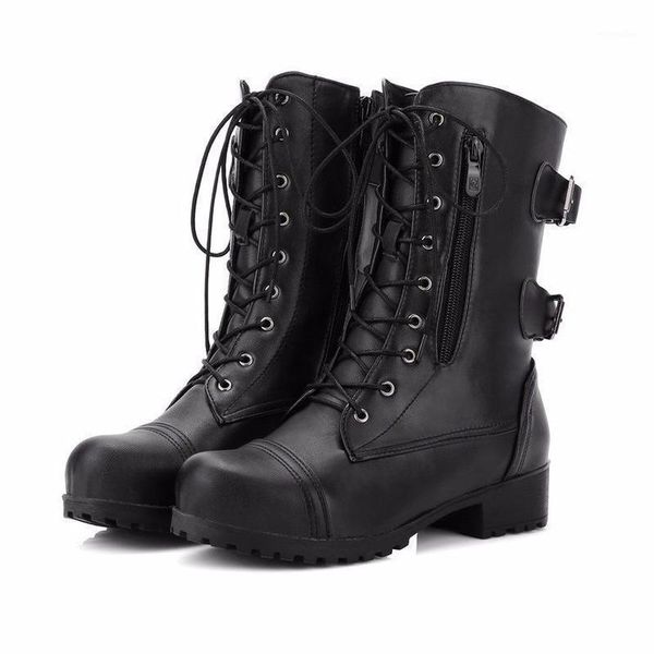 

winter motorcycle boots women british style boots gothic punk low heel boot women shoe big size34-43 riding equestr o4-171, Black
