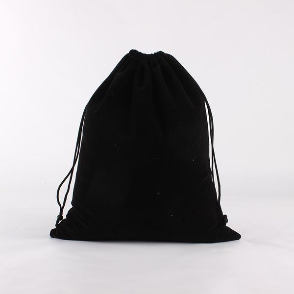 

10pcs/lot 25*30cm customized black logo printed wedding velvet drawstring pouch large packing bags christmas gift storage bag1