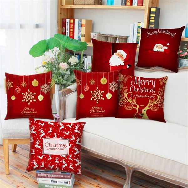 

45x45cm santa claus pillowcase merry decor for home 2020 christmas ornaments cristmas navidad new year 2021