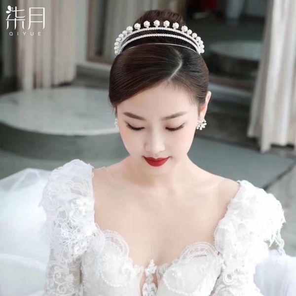 

myarn july bride korean simple pearl white wedding p hair decoration gift half crown new 2020 k, Silver