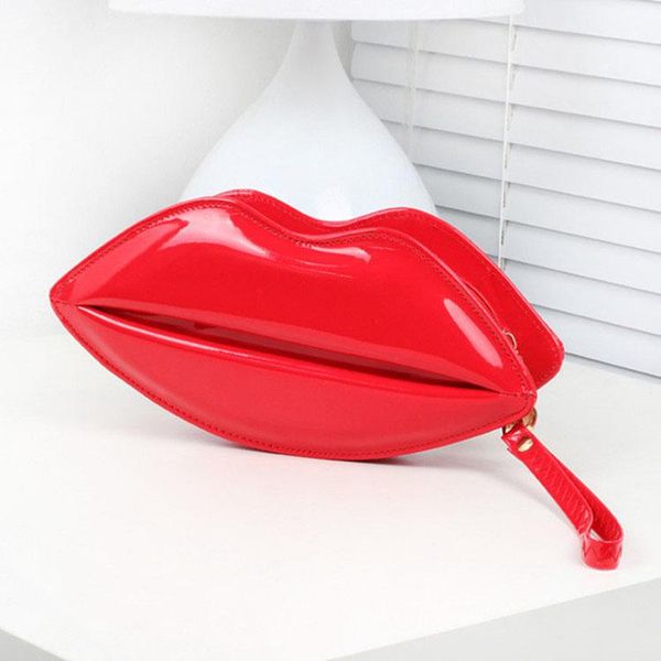 

fashion red lips shape bags women girls pu leather handbag messenger bag shoulder jelly gloss shoulder bag