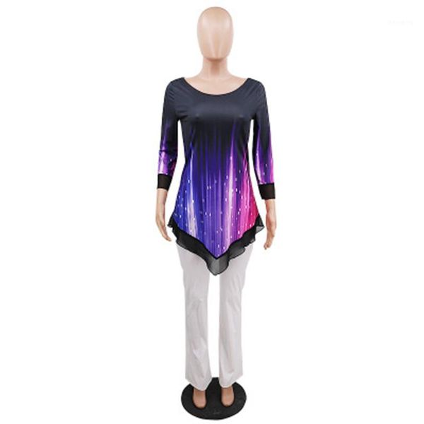 

clothing designer female new long style casual loose tshirts women irregular hem t-shirts fashion trend spring round neck long sleeve tee, White