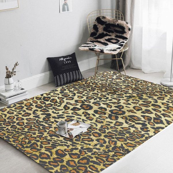 

leopard print carpets children bedroom bedside area rugs living room sofa table non-slip floor door mat kitchen hallway tapete1