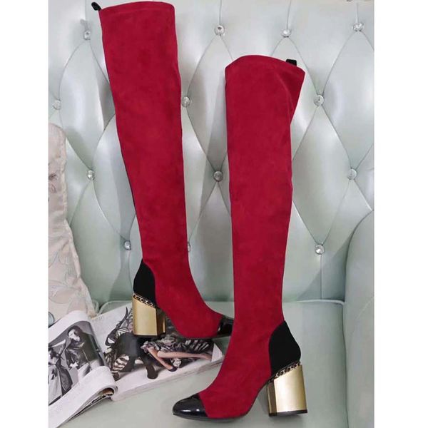 

2021 fashion women over knee boots matching round head women long boots, Black