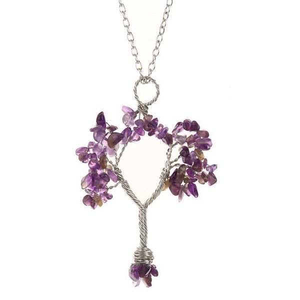 

fashion tree of life quartz necklaces pendants natural stone crystal pendant necklace for women diy jewelry gifts drop jlldvs, Black