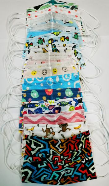 

kids disposable face mask fashipn cartoon children mask with elastic ear loop 3 ply breathable for dust air anti-pollution mask desinger