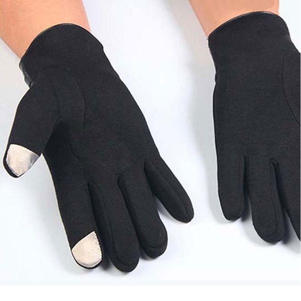 

winter autumn gloves men's women touch screen full finger non-slip thick warm woolen cashmere wrist gloves male sqcctk, Black