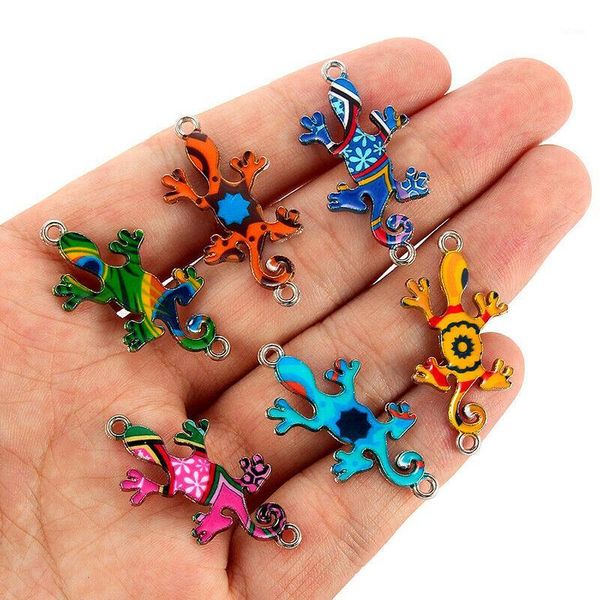 

lots 10/20pcs mixed color gecko charms connectors pendant diy necklace beads jewelry making christmas charms pendant bead1, Bronze;silver